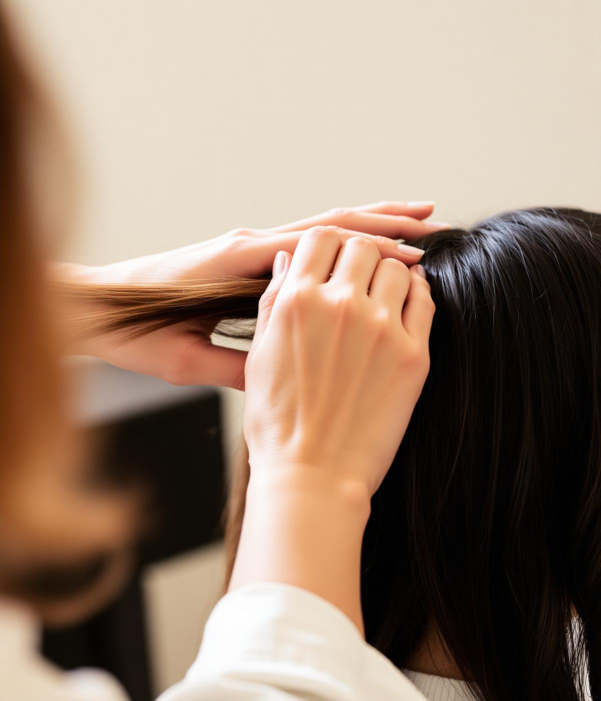 Stylist working with care on a client's hair